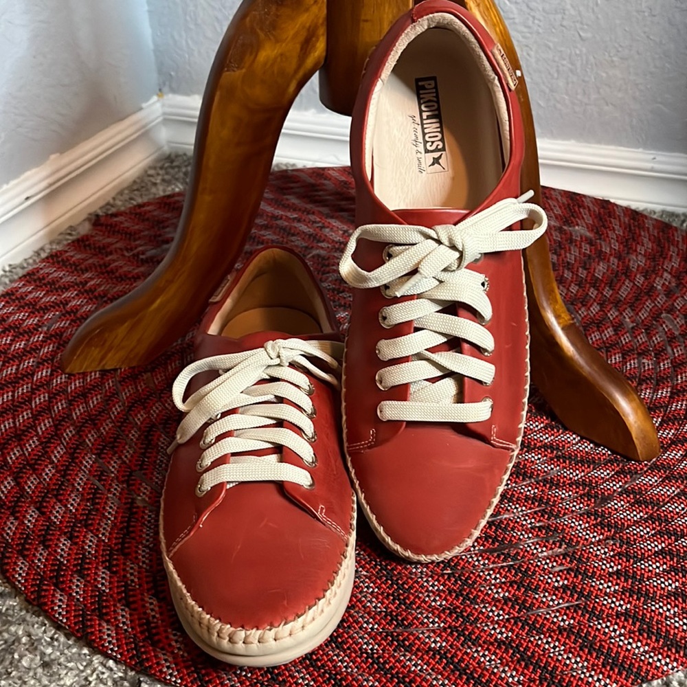 Pikolinos Red Leather Sneakers Size EU 41
